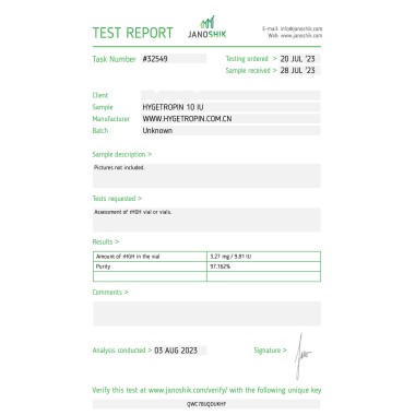 Hygetropin 100 IU (USA) Pharmaceutical